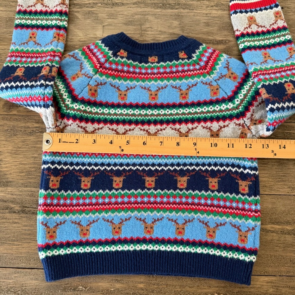 Baby Boden Kids Christmas Reindeer Fair Isle Knit Sweater Blue 3-4Y - Picture 7 of 7